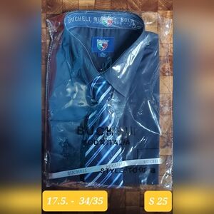 Dress Shirt With Tie - Size: 17.5 - 34/35 - Color: Blue - RRR DShirt - S - 25